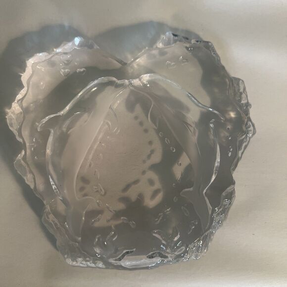 Two Dolphins Kissing Heart Laser Etched Crystal Clear See Through Ocean Sea - Picture 16 of 16